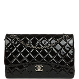 Pre-owned Chanel Jumbo Classic Double Flap Bag Black Patent Silver Hardware - Thumbnail View 1