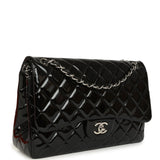 Pre-owned Chanel Jumbo Classic Double Flap Bag Black Patent Silver Hardware - Thumbnail View 2