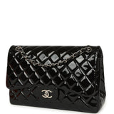 Pre-owned Chanel Jumbo Classic Double Flap Bag Black Patent Silver Hardware - Thumbnail View 5