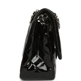 Pre-owned Chanel Jumbo Classic Double Flap Bag Black Patent Silver Hardware - Thumbnail View 3