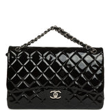 Pre-owned Chanel Jumbo Classic Double Flap Bag Black Patent Silver Hardware - Thumbnail View 7