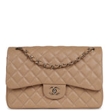 Chanel Jumbo Classic Double Flap Bag Dark Beige Caviar Gold Hardware - Thumbnail View 1
