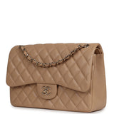 Chanel Jumbo Classic Double Flap Bag Dark Beige Caviar Gold Hardware - Thumbnail View 5