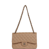 Chanel Jumbo Classic Double Flap Bag Dark Beige Caviar Gold Hardware - Thumbnail View 7