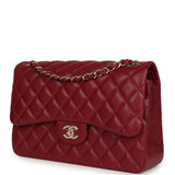 Pre-owned Chanel Jumbo Classic Double Flap Bag Burgundy Lambskin Light Gold Hardware - Thumbnail View 5