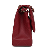 Pre-owned Chanel Jumbo Classic Double Flap Bag Burgundy Lambskin Light Gold Hardware - Thumbnail View 3