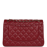 Pre-owned Chanel Jumbo Classic Double Flap Bag Burgundy Lambskin Light Gold Hardware - Thumbnail View 4