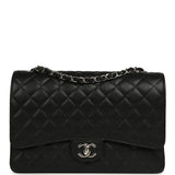 Chanel Maxi Classic Double Flap Bag Black Caviar Silver Hardware - Thumbnail View 1