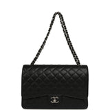 Chanel Maxi Classic Double Flap Bag Black Caviar Silver Hardware - Thumbnail View 7