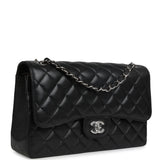 Chanel Jumbo Classic Double Flap Bag Black Caviar Silver Hardware - Thumbnail View 2