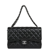 Chanel Jumbo Classic Double Flap Bag Black Caviar Silver Hardware - Thumbnail View 7