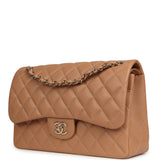 Chanel Jumbo Classic Double Flap Bag Dark Beige Caviar Light Gold Hardware - Thumbnail View 5