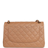Chanel Jumbo Classic Double Flap Bag Dark Beige Caviar Light Gold Hardware - Thumbnail View 4