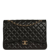 Pre-owned Chanel Maxi Classic Double Flap Bag Black Lambskin Gold Hardware - Thumbnail View 1