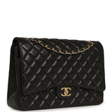 Pre-owned Chanel Maxi Classic Double Flap Bag Black Lambskin Gold Hardware - Thumbnail View 2