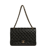 Pre-owned Chanel Maxi Classic Double Flap Bag Black Lambskin Gold Hardware - Thumbnail View 7
