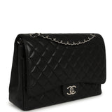 Pre-owned Chanel Maxi Classic Double Flap Bag Black Caviar Silver Hardware - Thumbnail View 2