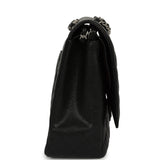 Pre-owned Chanel Maxi Classic Double Flap Bag Black Caviar Silver Hardware - Thumbnail View 3