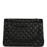 Pre-owned Chanel Maxi Classic Double Flap Bag Black Caviar Silver Hardware - Thumbnail View 4