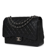 Chanel Maxi Classic Double Flap Bag Black Caviar Silver Hardware - Thumbnail View 5