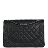 Chanel Maxi Classic Double Flap Bag Black Caviar Silver Hardware - Thumbnail View 4