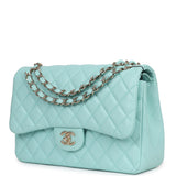 Chanel Jumbo Classic Double Flap Light Blue Caviar Light Gold Hardware - Thumbnail View 5