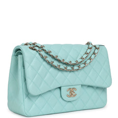 Chanel Jumbo Classic Double Flap Light Blue Caviar Light Gold Hardware