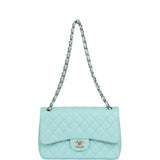 Chanel Jumbo Classic Double Flap Light Blue Caviar Light Gold Hardware - Thumbnail View 7