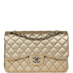 Chanel Jumbo Classic Double Flap Bag Gold Metallic Lambskin Ruthenium Hardware