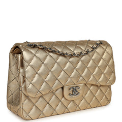 Chanel Jumbo Classic Double Flap Bag Gold Metallic Lambskin Ruthenium Hardware
