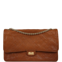 Chanel Maxi "Crush" Reissue 225 2.55 Double Flap Bag Camel Patinated Calfskin Gold Hardware