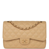 Chanel Jumbo Classic Double Flap Bag Beige Caviar Gold Hardware - Thumbnail View 1