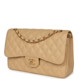Chanel Jumbo Classic Double Flap Bag Beige Caviar Gold Hardware - Thumbnail View 5