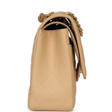 Chanel Jumbo Classic Double Flap Bag Beige Caviar Gold Hardware - Thumbnail View 3