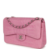 Pre-owned Chanel Jumbo Classic Double Flap Bag Bubblegum Pink Matte Alligator Silver Hardware - Thumbnail View 5