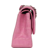 Pre-owned Chanel Jumbo Classic Double Flap Bag Bubblegum Pink Matte Alligator Silver Hardware - Thumbnail View 3
