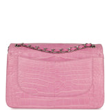Pre-owned Chanel Jumbo Classic Double Flap Bag Bubblegum Pink Matte Alligator Silver Hardware - Thumbnail View 4