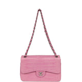 Pre-owned Chanel Jumbo Classic Double Flap Bag Bubblegum Pink Matte Alligator Silver Hardware - Thumbnail View 7