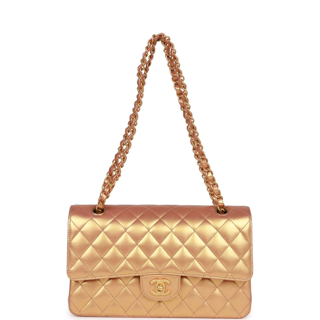 Chanel Gold Iridescent Lambskin Medium Double Flap Antique Gold Hardware –  Madison Avenue Couture