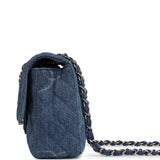 Pre-owned Chanel Medium Classic "CC Printed" Flap Bag Blue Denim Silver Hardware - Thumbnail View 3