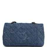 Pre-owned Chanel Medium Classic "CC Printed" Flap Bag Blue Denim Silver Hardware - Thumbnail View 4
