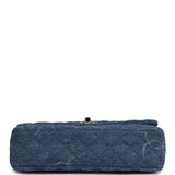 Pre-owned Chanel Medium Classic "CC Printed" Flap Bag Blue Denim Silver Hardware - Thumbnail View 6