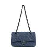 Pre-owned Chanel Medium Classic "CC Printed" Flap Bag Blue Denim Silver Hardware - Thumbnail View 7
