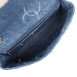 Pre-owned Chanel Medium Classic "CC Printed" Flap Bag Blue Denim Silver Hardware - Thumbnail View 10