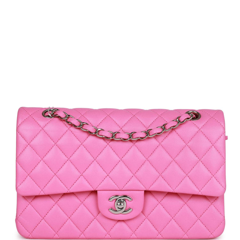 Pink Quilted Caviar Medium Classic Double Flap Bag Silver Hardware