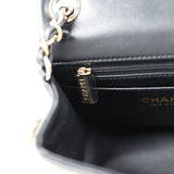 Chanel Monaco Mini Square Flap Bag Black Lambskin Light Gold Hardware