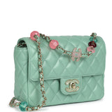 Chanel Candy Heart Mini Flap Bag Turquoise Lambskin Enamel and Light Gold Hardware