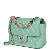 Chanel Candy Heart Mini Flap Bag Turquoise Lambskin Enamel and Light Gold Hardware