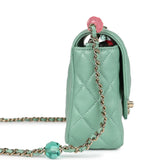 Chanel Candy Heart Mini Flap Bag Turquoise Lambskin Enamel and Light Gold Hardware