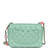 Chanel Candy Heart Mini Flap Bag Turquoise Lambskin Enamel and Light Gold Hardware